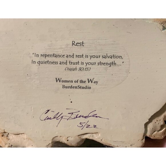 Burden Studio Women of the Way REST hand cast Hydrostone Artist Signed Numbered - Picture 6 of 6